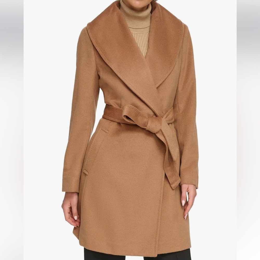 NEW DKNY Wool Blend Camel Coat Size XL